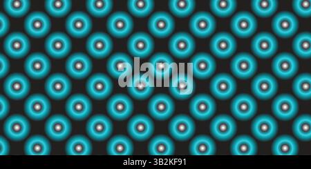 turquoise circular dot pattern background – abstract glowing eye-style seamless wallpaper design Stock Vector