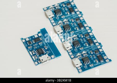 BMS protection board for charging lithium-ion batteries Stock Photo