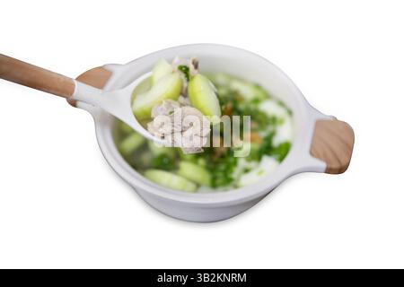 Die cut of Winter Melon Soup with Chicken on white isolated. Stock Photo