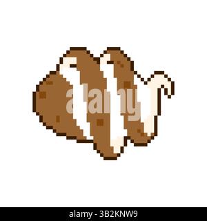 Peeling potatoes pixel art. 8 bit Potatos peelings. Stock Vector