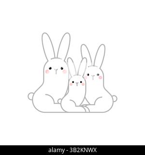 Family of rabbits. Flock of hares. Stock Vector