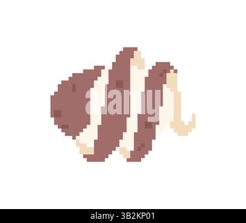 Peeling potatoes pixel art. 8 bit Potatos peelings. Stock Vector