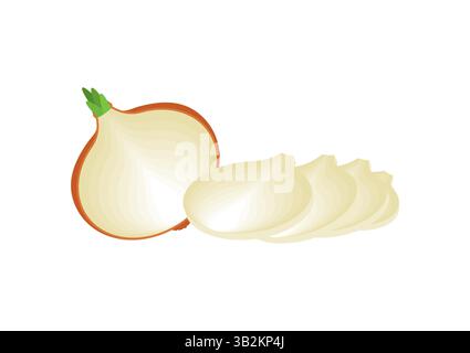 Onion bulb sign icon. Onion slice isolated. Vegetable symbol Stock Vector