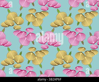 Onion pattern seamless. Onion bulb slice background. Vegetable texture Stock Vector