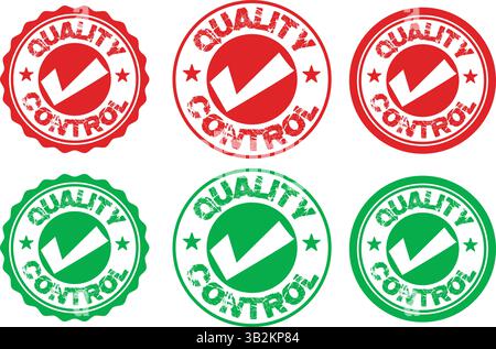 "Quality Control Stamp Vector Design – Premium Inspection Seal, Verified Quality Badge, Approval Stamp for Product Labels, Packaging, and Business Bra Stock Vector