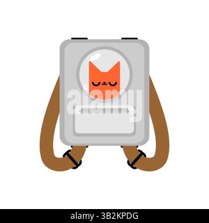Backpack with window cat isolated. Vector illustration Stock Vector