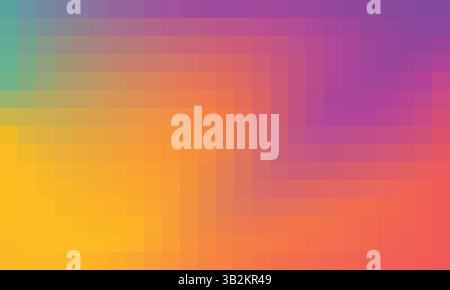 Pixel bright gradient background with mosaic squares Stock Vector