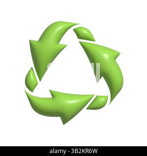 Green 3d arrows looping in circle icon Stock Vector