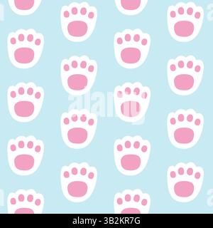 Bunny footprint vector seamless pattern. Colorful rabbit foot step Stock Vector