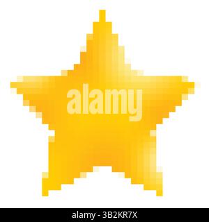 Golden star icon in pixel art style. Stock Vector