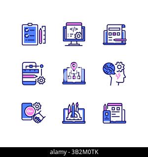 Programming - modern line art style icons set Stock Vector