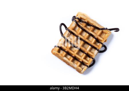 Belgian Waffles with chocolate isolated on white background Stock Photo