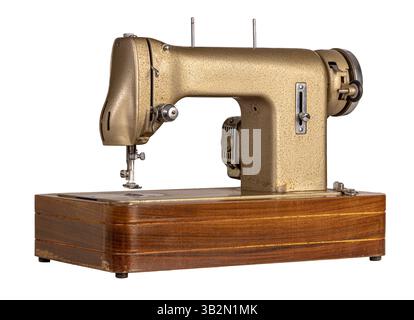 Vintage golden sewing machine  transparent background Stock Photo