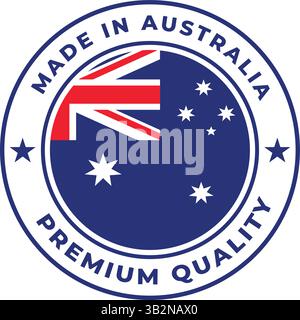 Made in Australia Rounded Vector Symbol on White Background Stock Vector