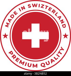 Made in Switzerland Rounded Vector Symbol on White Background Stock Vector