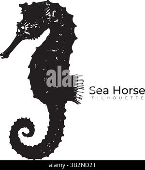 Stressed Seahorse Vector Silhouette black vector Stock Vector