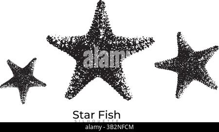 Stressed Starfish Silhouette Vector – Symbolic Sea Life Design for Emotional Concepts Stock Vector