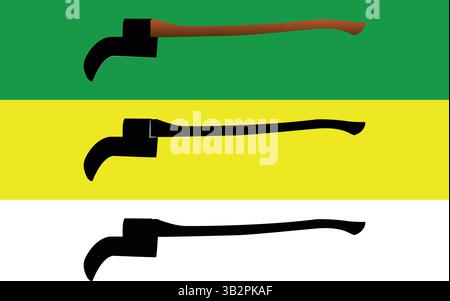 Brush Axe Vector and Silhouette Set – Forestry Tool Illustration Collection Stock Vector