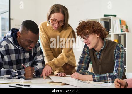Students Engaging in Foreign Language Study Session Stock Photo