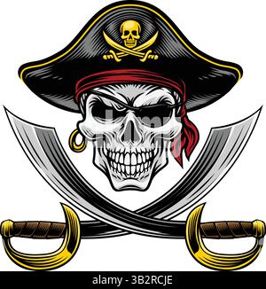 Pirate eye patch with cross cutlass photo props symbol vector ...
