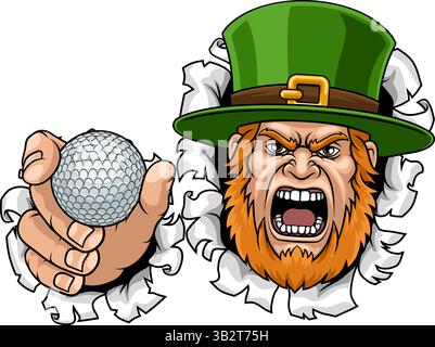 Leprechaun Celtic Irish Golf Ball Sports Mascot Stock Vector