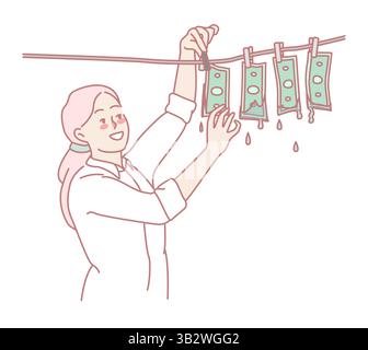 A detailed illustration creatively depicting the complex concept of money laundering in an artistic manner Stock Vector