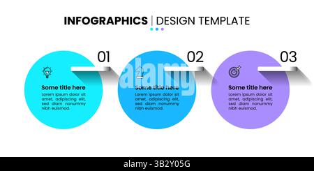 Infographic template with icons and 3 options or steps. Circles. Can be used for workflow layout, diagram, banner, webdesign. Vector illustration Stock Vector