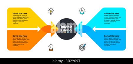 Infographic template with icons and 4 options or steps. Arrows. Can be used for workflow layout, diagram, banner, webdesign. Vector illustration Stock Vector