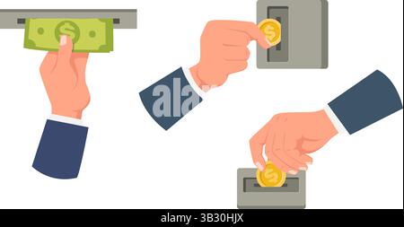 Human hand inserting coin in slot machine icon Stock Vector Image & Art ...