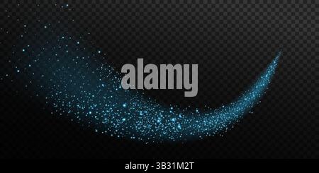 A stunning, eyecatching blue sparkle trail effect that is perfect for enhancing creative designs and graphics Stock Vector