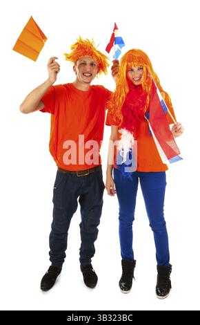 Young couple celebrating kings day in Holland Stock Photo