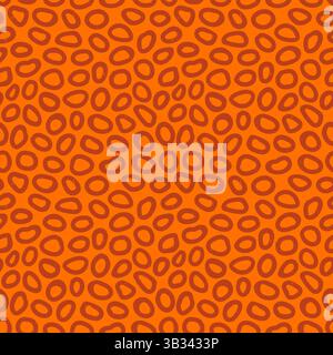 Irregular circle seamless pattern with hand drawn pencil textured ring shapes. Fun background with sketchy scribble spots in terracotta brown and Stock Vector