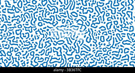 Vector Generative algorithm psychedelic background. Reaction-diffusion or turing pattern formation. Organic lines in memphis. Unique texture of homoge Stock Vector