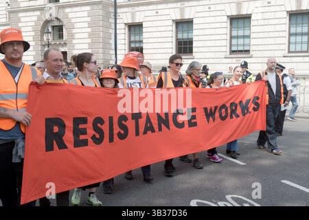 London, United Kingdom, 26th April 2025:- Members of Just Stop Oil, protest in London for the final time after claiming success in their campaign. Mar Stock Photo