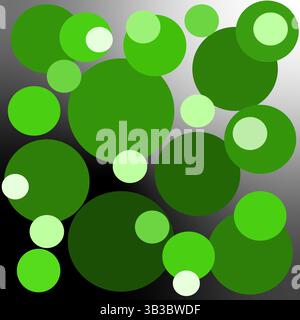 Green circles pattern. Abstract bubble background. Gradient black gray. Vector modern design. Stock Vector