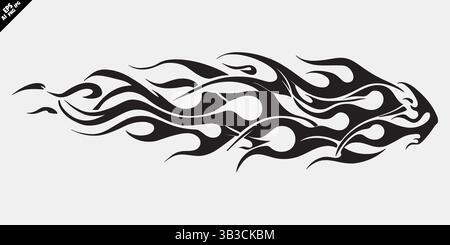 tribal flame tattoo vector set with bold lines and minimal design Stock Vector