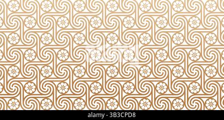 seamless pattern with spiral swirling golden line ornamental isolated white background for Elegant luxury texture wallpaper, backgrounds and page fill Stock Vector