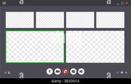 Videocall Interface. Online business webinar chat. User video call window. Virtual meeting space. Application for communication. Flat Vector Stock Vector