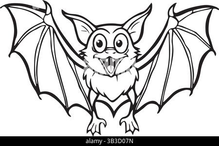 Flying Bat Halloween Coloring Page Isolated Stock Vector Image & Art ...