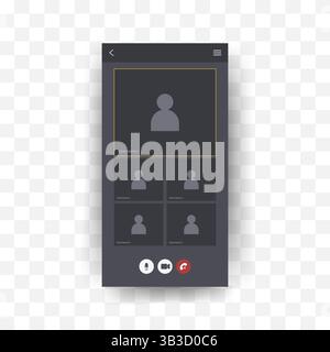 Videocall Interface template. Conference meeting mockup. Background of video chat screen for teleconferences. Vector Illustration in flat style Stock Vector
