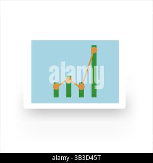 Growing business bar graph icon in color on a white background. Vector illustration. Stock Vector