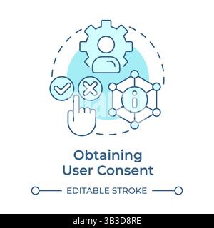 Obtaining user consent soft blue concept icon Stock Vector