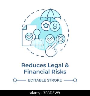 Reduces legal and financial risks soft blue concept icon Stock Vector