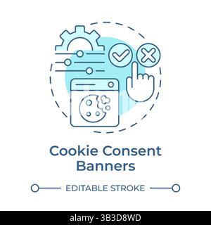 Cookie consent banners soft blue concept icon Stock Vector