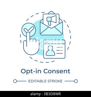 Opt in consent soft blue concept icon Stock Vector