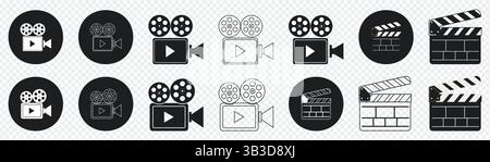 solid film camera icon in circle Stock Vector