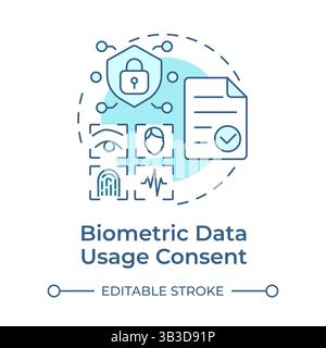 Biometric data usage consent soft blue concept icon Stock Vector