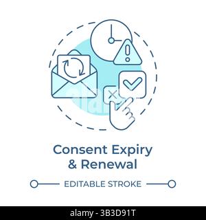 Consent expiry and renewal soft blue concept icon Stock Vector
