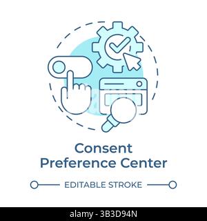 Consent preference c enter soft blue concept icon Stock Vector
