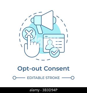 Opt out consent soft blue concept icon Stock Vector